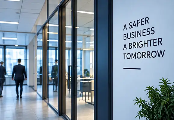 Modern office interior representing tailored business security solutions by Safe and Secured Ltd